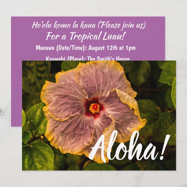 Hawaiian Lilac Hibiscus från Kauai Inbjudningar (Fram/baksida)