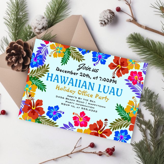 Hawaiian Luau Anpassningsbar Party Hibiscus inbjud Inbjudningar (Skapare uppladdad)
