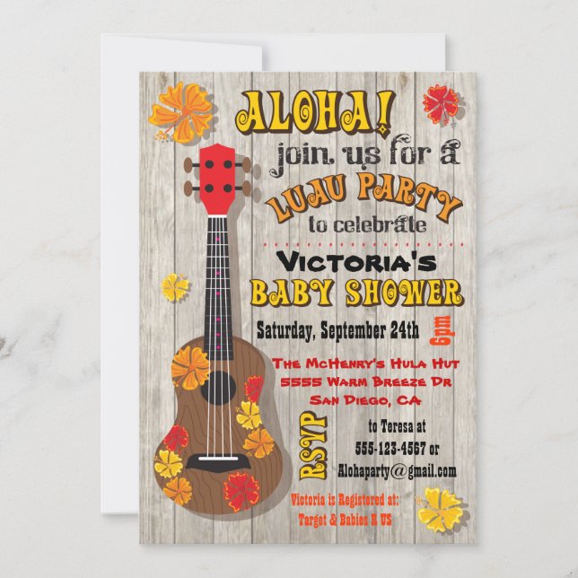 Hawaiian Luau Baby Shower-inbjudningar Inbjudningar (Framsida)
