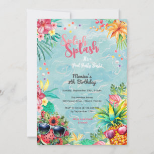 Hawaiian Luau bassäng sommartid födelsedagsfest Inbjudningar