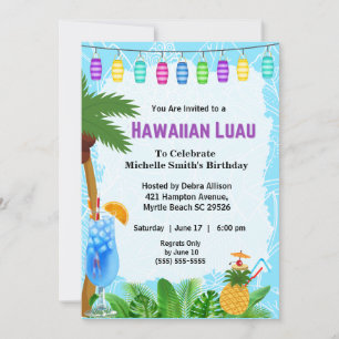 Hawaiian Luau Birthday-inbjudan Inbjudningar