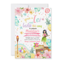 Hawaiian Luau Birthday Inbjudan Tropical Bassäng P