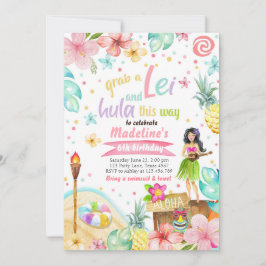 Hawaiian Luau Birthday Inbjudan Tropical Bassäng P
