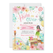 Hawaiian Luau Birthday Inbjudan Tropical Bassäng P