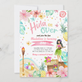 Hawaiian Luau Birthday Inbjudan Tropical Bassäng P