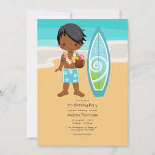 Hawaiian Luau Boy Födelsedagsfest Inbjudningar