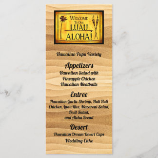 Hawaiian Luau Bröllop Flat Menu Meny