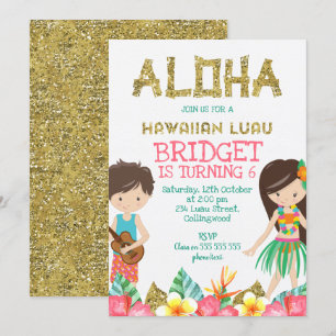 Hawaiian Luau Födelsedagsfest inbjudan