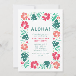Hawaiian Luau Födelsedagsfest inbjudan