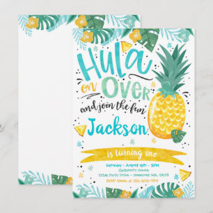 Hawaiian Luau Födelsedagsfest Pineapple Luau Bassä Inbjudningar