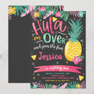 Hawaiian Luau Födelsedagsfest Pineapple Luau Bassä Inbjudningar