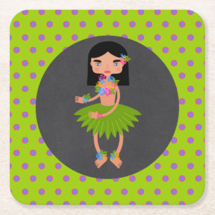 Hawaiian Luau Födelsedagsfest Underlägg Papper Kvadrat