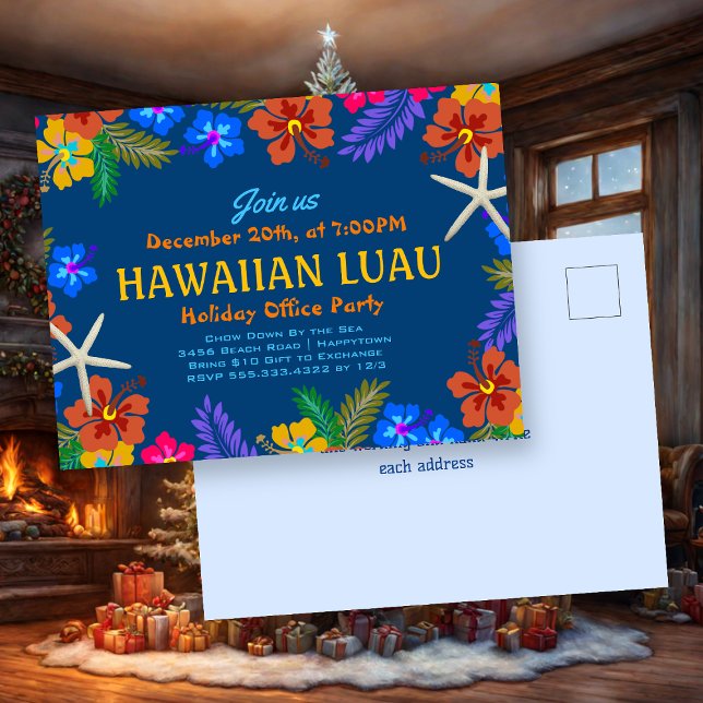 Hawaiian Luau Helgdag Office Party Hibiscus Vykort (Skapare uppladdad)