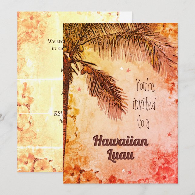 Hawaiian Luau-inbjudan Inbjudningar (Fram/baksida)