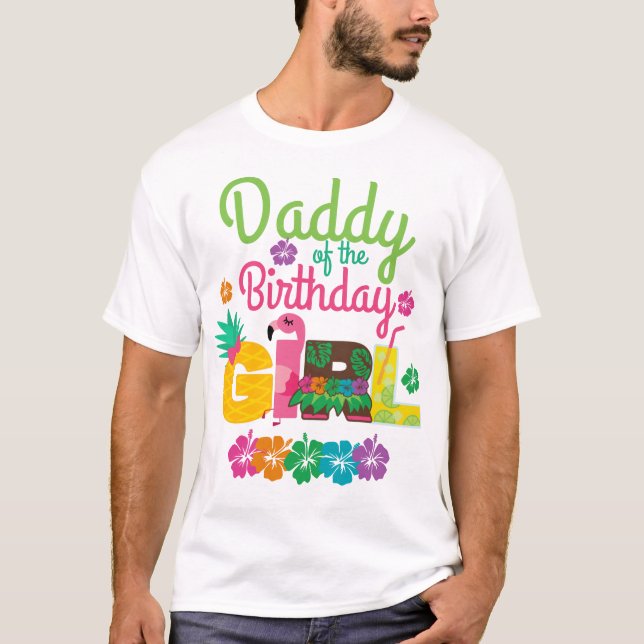 Hawaiian Luau-pappa till Birthday Girl Summer T Shirt (Framsida)