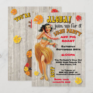 Hawaiian Luau-partiets inbjudningar