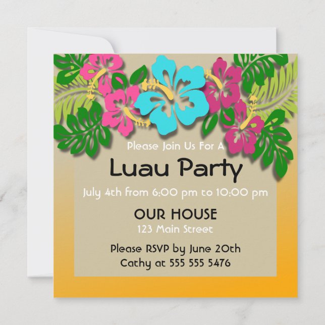 Hawaiian Luau Party-inbjudan Inbjudningar (Baksida)