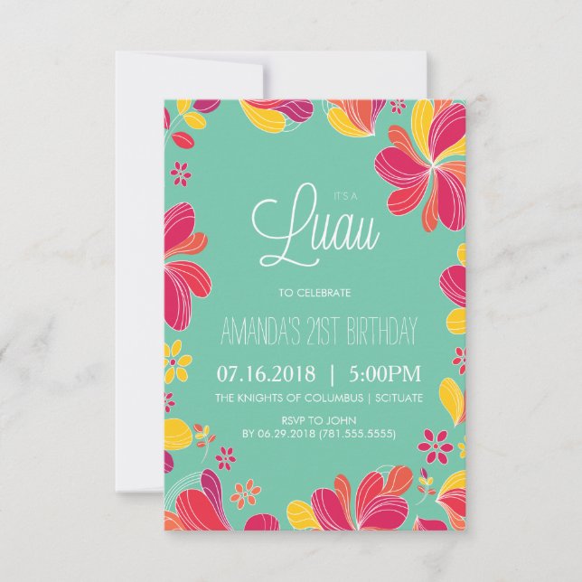 Hawaiian Luau Party - Tropical Inbjudan (litet) (Framsida)