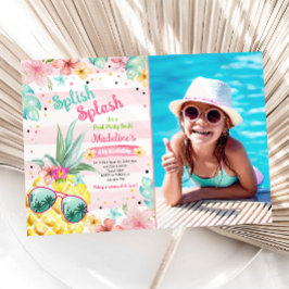 Hawaiian Luau Pineapple Bassäng Party Girl Birthda Inbjudningar