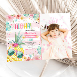 Hawaiian Luau Pineapple Tropical Girl Birthday in Inbjudningar