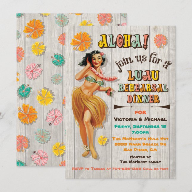Hawaiian Luau Rehearsal Dinner-inbjudningar Inbjudningar (Fram/baksida)