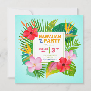 Hawaiian Luau Square Party-inbjudan Meddelande