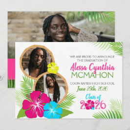 Hawaiian Luau Studenten 3 Photo Announcement Inbjudningar