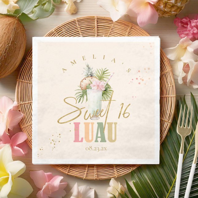 Hawaiian Luau Sweet sixteen ID1092 Pappersservett (Skapare uppladdad)