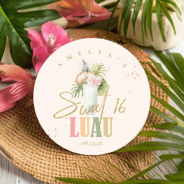 Hawaiian Luau Sweet sixteen ID1092 Underlägg Papper Rund