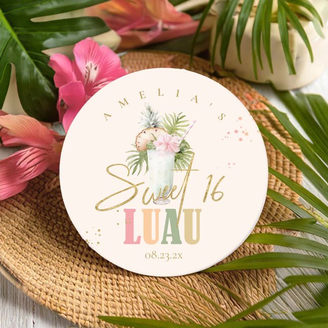 Hawaiian Luau Sweet sixteen ID1092 Underlägg Papper Rund (Skapare uppladdad)