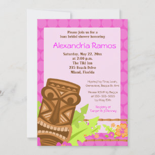 Hawaiian Luau Tiki 5x7 Möhippa Inbjudan