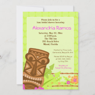 Hawaiian Luau Tiki 5x7 Möhippa Inbjudan