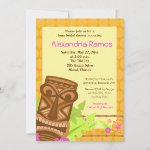 Hawaiian Luau Tiki 5x7 Möhippa Inbjudan