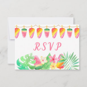 Hawaiian Luau Tropical Löv Ice Lolly Watercolor OSA Kort