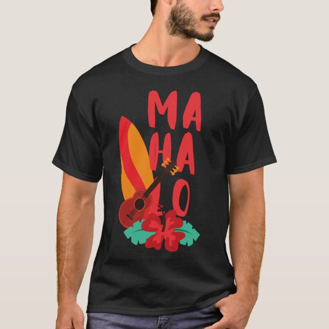 Hawaiian Mahalo (Hawaii - Aloha)   T Shirt (Framsida)