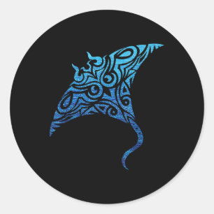 Hawaiian Manta Ray Tribal Polynesian Tatto Pacifi Runt Klistermärke