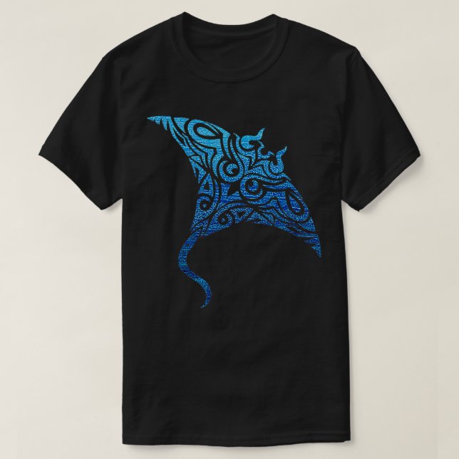 Hawaiian Manta Ray Tribal Polynesian Tatto Pacifi T Shirt (Design framsida)