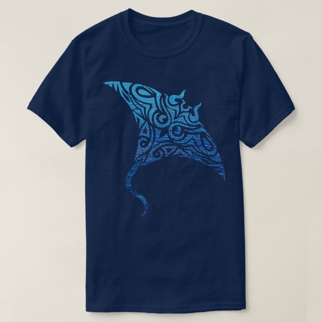 Hawaiian Manta Ray Tribal Polynesian Tatto Pacifi T Shirt (Design framsida)