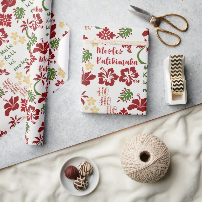 Hawaiian Mele Kalikimaka 3 Presentpapper (Hantverk)