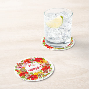 Hawaiian Mele Kalikimaka Blommigt Wandeans Underlä Underlägg Papper Rund