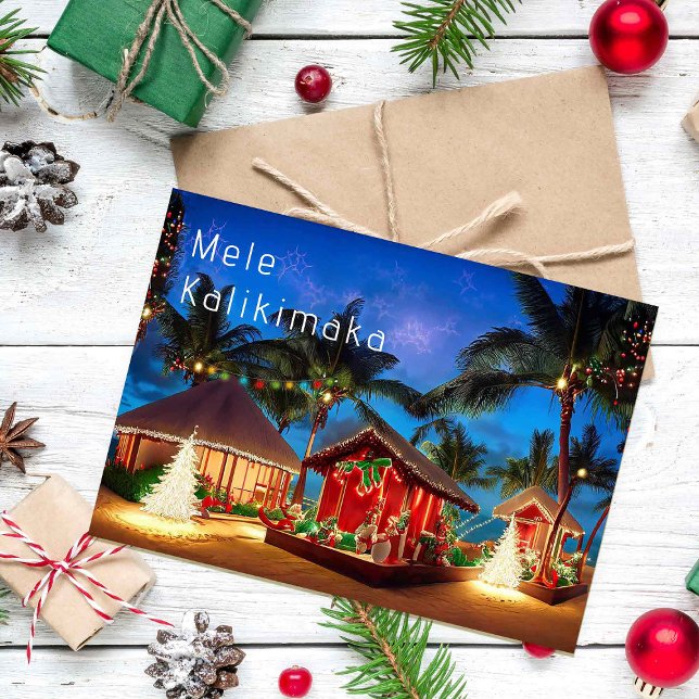 Hawaiian Mele Kalikimaka på stranden Kort (Skapare uppladdad)