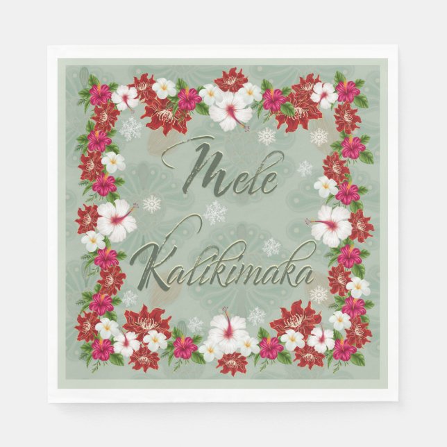 Hawaiian Mele Kalikimaka Paper Napkins Pappersservett (Framsidan)