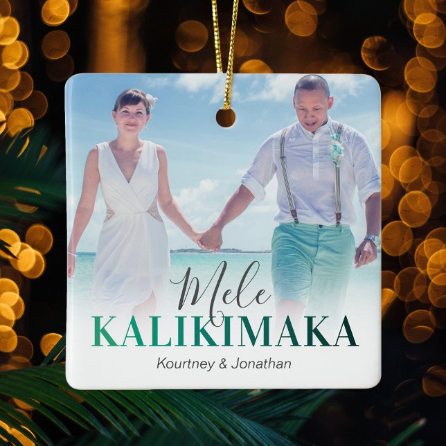 Hawaiian Mele Kalikimaka Photo Julgransprydnad Keramik (Skapare uppladdad)
