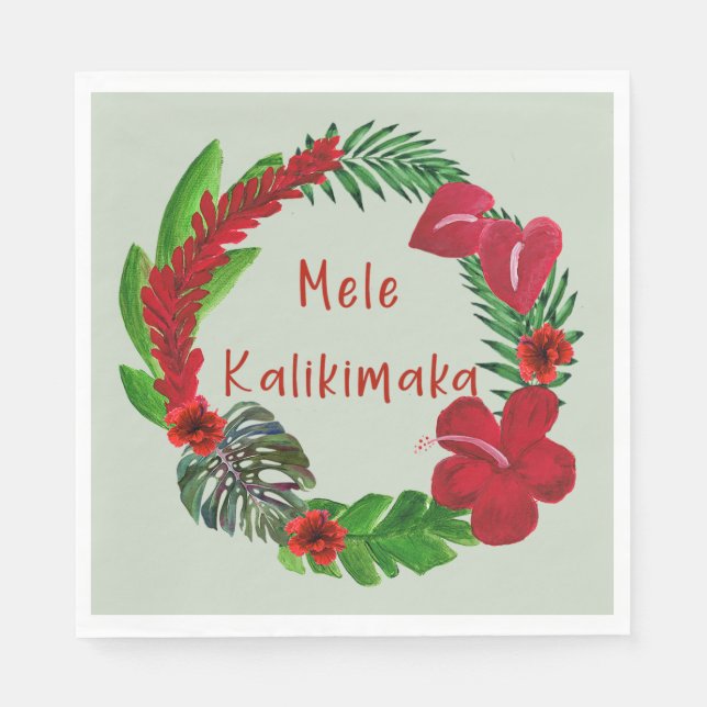 Hawaiian Mele Kalikimaka Tropical Wandenapkins Pappersservett (Framsidan)
