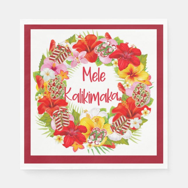 Hawaiian Mele Kalikimaka WAN Papper Napkins Pappersservett (Framsidan)
