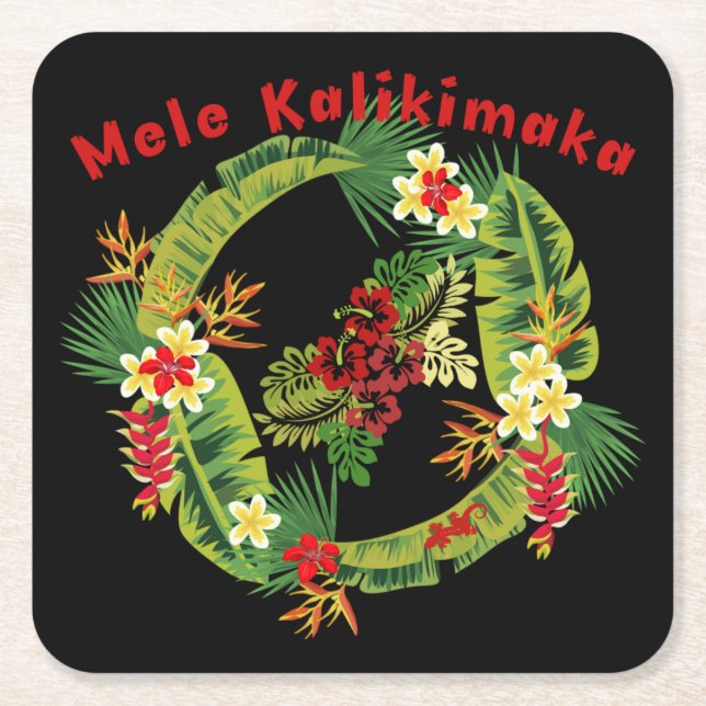 Hawaiian Mele Kalikimaka WAN Underlägg Papper Kvadrat (Framsidan)