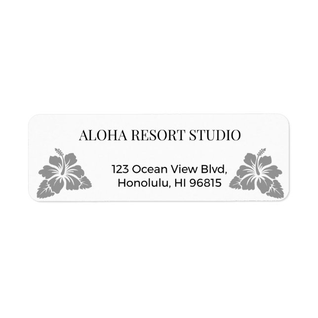 Hawaiian Minimal Hibiscus - Reply Address Returadress Etikett (Framsidan)