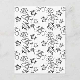 Hawaiian Mönster Vuxen Coloring Postcard Vykort