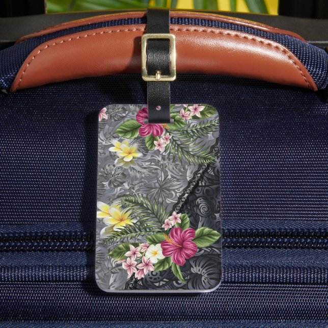 Hawaiian Monstera Tapa och Hibiscus Bagagebricka (Framsida Insitu 2)