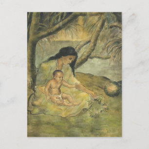 Hawaiian Mor och Child - Charles W. Bartlett Vykort
